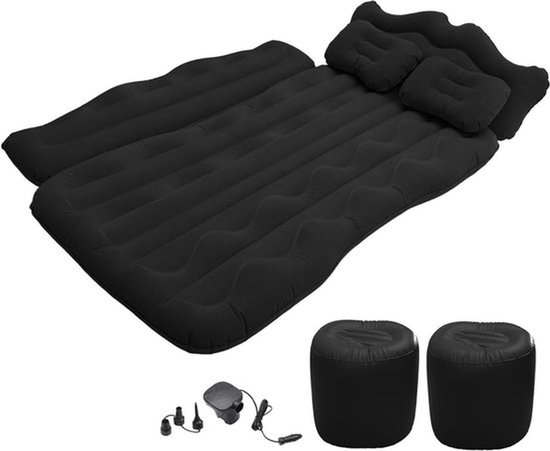 Opblaasbare Auto Luchtmatras Achterbank Bed - Camping Luchtmatras - Draagbaar - Auto Reis Matras - Auto Slaapmatras - Universele SUV - Zwart.