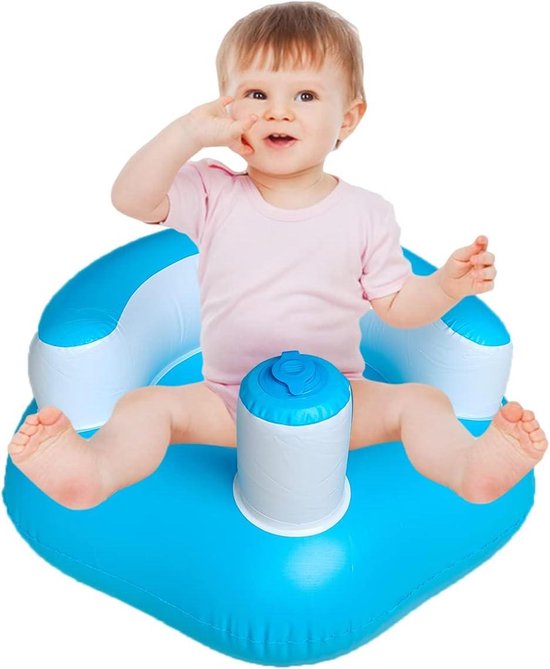 Opblaasbare baby stoel met ondersteuning voor zitten - zomer peuter stoel - baby douche - vloer zetel - blauw Opblaasbare zetel van Luchild