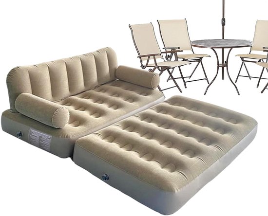 Opblaasbare Bank - Luchtbank Camping - Outdoor Reizen - Snel Opblaassysteem - 100x150x90 cm - Kaki