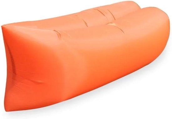 Opblaasbare bank - Luchtbank matras - Kamperen buiten - Warmte isolatie - 65x200cm - Oranje