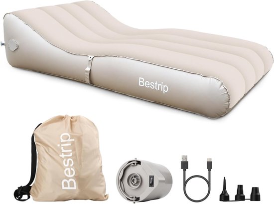 Opblaasbare bank - Luchtbed Lounger - Thuis Camping Reizen - Ingebouwde Pomp - Full Extra Groot - Kaki
