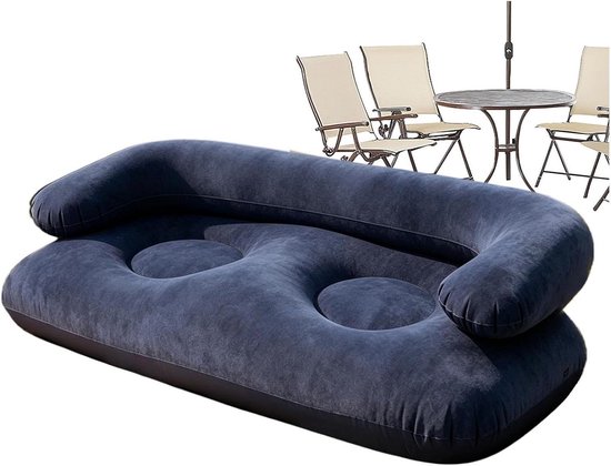 Opblaasbare bank - Luchtslaapbank camping - Buiten ontspannen - Gevlokt PVC materiaal - 135x66x45 cm - Veelkleurig