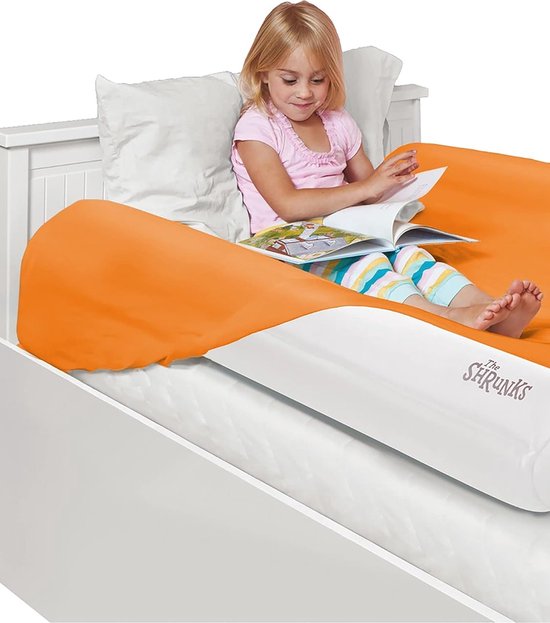 Opblaasbare bedrand, dubbelpak, dubbele valbescherming voor kinderen vanaf 2 jaar, voor twee bed-zijden, thuis of op reis, wit, 122 x 18 x 10 cm van HOMESAFE