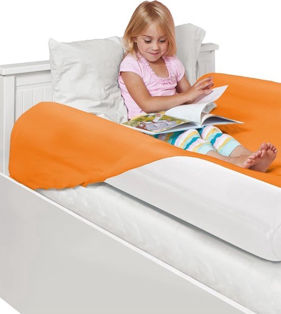 Opblaasbare bedrand, dubbelpak, dubbele valbescherming voor kinderen vanaf 2 jaar, voor twee bed-zijden, thuis of op reis, wit, 122 x 18 x 10 cm van Hiccapop