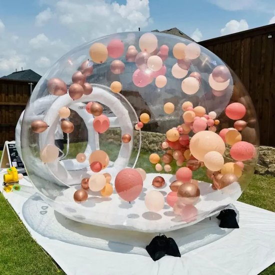 Opblaasbare Bubble Tent – Transparante Koepeltent – Opblaasbare Tent – Buiten Tent – 4 Meter Koepel – Dubbellaags Nylon – Aluminium Frame van Merkloos