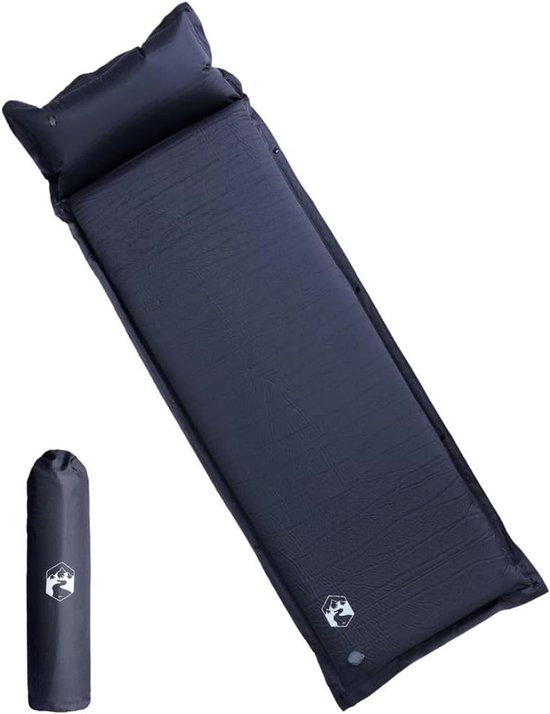 Opblaasbare Camping Matras - Slaapmat Kussen - Buiten slapen - Zelfopblaasbaar - 195 x 64 cm - Grijs