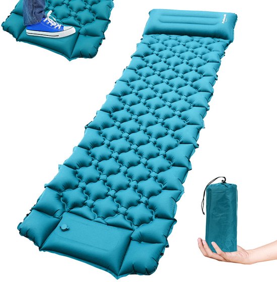 Opblaasbare campingmat 192*60 cm met voetpomp, licht en compact slaapmatje voor outdoor van Merkloos