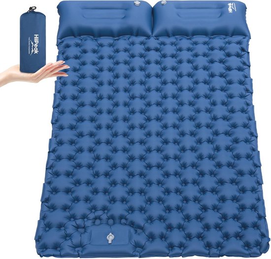 Opblaasbare dubbele campingmat met voetpomp en hoofdkussen - Ultralicht en draagbaar voor 2 personen van Quechua