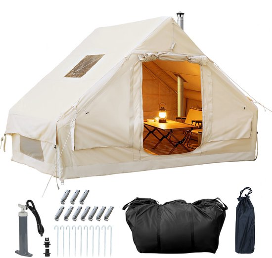 Opblaasbare Glamping Tent voor 2 Personen – Beige, 300 × 210 × 200 cm van Merkloos