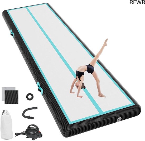 Opblaasbare gymnastiekmat – 10 cm/20 cm dikte, verschillende lengtes van 3 tot 12 meter, inclusief luchtpomp