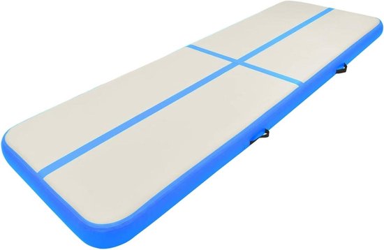 Opblaasbare gymnastiekmat - Turnmat Airtrack - Thuis sporten - Inclusief pomp - 300 x 100 x 15 cm - Blauw