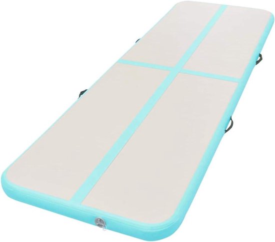 Opblaasbare gymnastiekmat - Turnmat Airtrack - Thuis sporten - Inclusief pomp - 400 x 100 cm - Groen