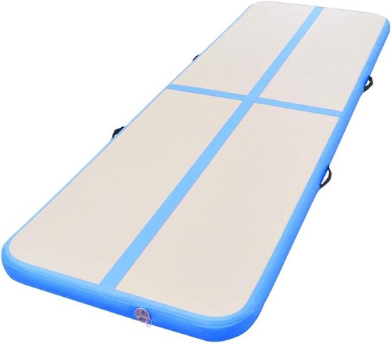 Opblaasbare Gymnastiekmat - Turnmat Airtrack - Thuis Sporten - Schokabsorberend PVC - 800 x 100 x 10 cm - Blauw
