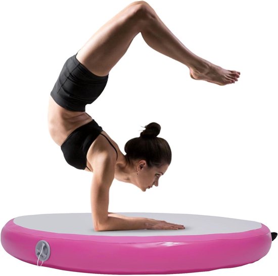 Opblaasbare Gymnastiekmat - Valmat Trainingsmat - Thuis Sporten - Inclusief Luchtpomp - 100 cm - Roze
