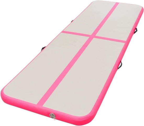 Opblaasbare Gymnastiekmat - Yogamat Airtrack - Sport Training - Inclusief Voetpomp - 600 x 100 cm - Roze