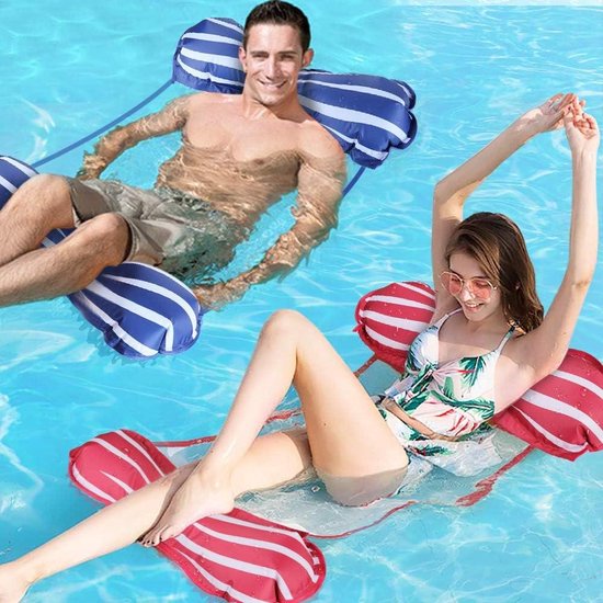 Opblaasbare Hangmat - 2 Stuks - Waterhangmat - 4-in-1 Loungestoel - Zwembad Lounge - Luchtmatras - Drijvend Water Bed - Mat - Zwembad Strand Drijvend waterhangmat van TOYMIS