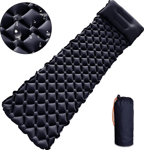 Opblaasbare isolerende campingmat voor buiten, met kussen, slaapmat, opblaasbaar voor kamperen, wandelen en outdoor, reisavontuur, campinguitrusting, licht en duurzaam, Tibetaans blauw van KEPLUG