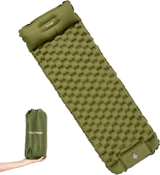 Opblaasbare Isomat - Luchtmatras Kamperen - Outdoor Avonturen - Inclusief Kussen - 1 Persoon - Groen