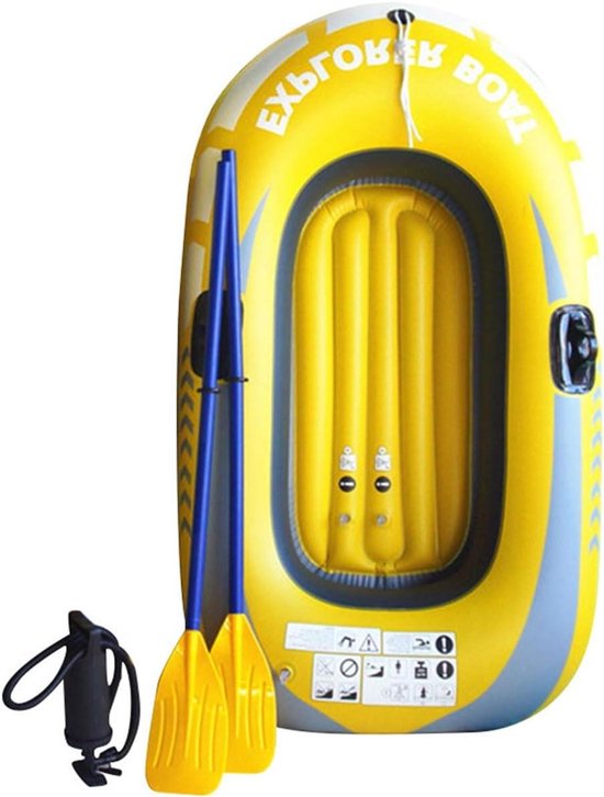 Opblaasbare Kajak - Vissersboot Opblaasbaar - Watersport Recreatie - Verdikt PVC Materiaal - 180 x 96 cm - Geel