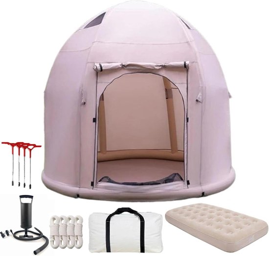 Opblaasbare Kampeertent - Tent met Matras - Kamperen en Outdoor - 300D Oxford Doek - 4 Personen - Meerkleurig van Merkloos