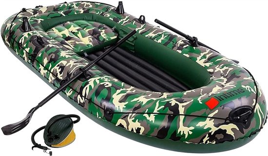 Opblaasbare Kano - Vissersboot - Waterpret Beleven - Drie Luchtkamers - Voor 3 Personen - Camouflage