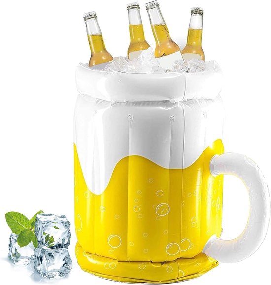 Opblaasbare Koeler - Bierpul Emmer - Drank Koel Houden - Reusachtige Vorm - Ruim 20 Flessen - Geel