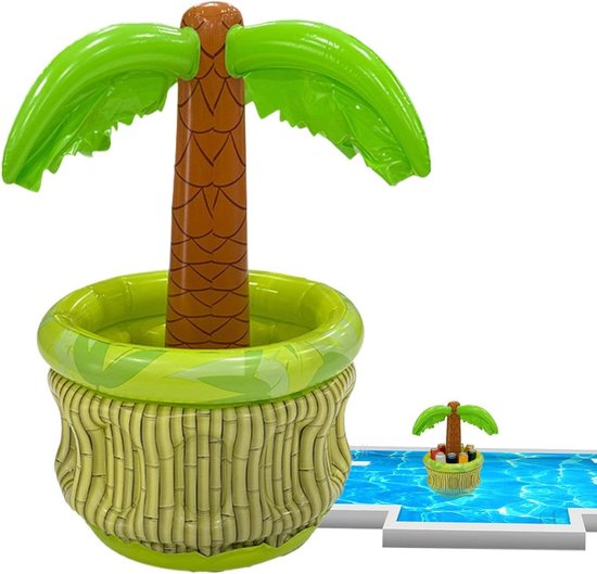 Opblaasbare Koeler - Drijvende Drankcontainer - Zomerfeesten - Palmboom Thema - ca. 58x38x66cm - A