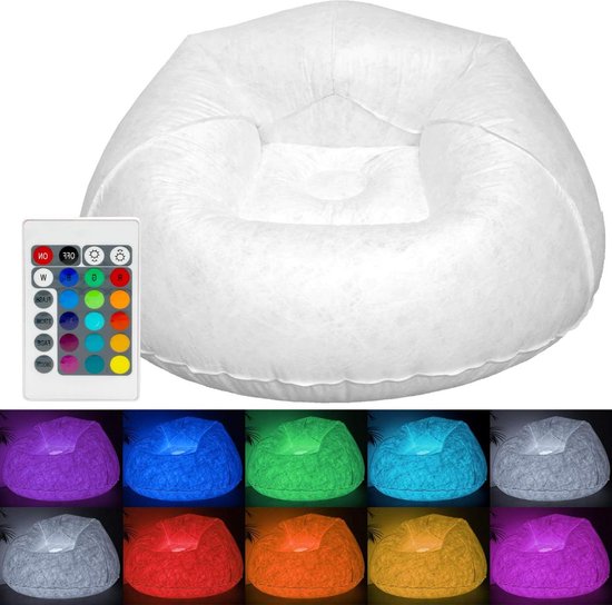 Opblaasbare LED Fauteuil Stoel - Ø120x80cm Kleurverandering - Draagbare Relax Luie Sofa Opblaasbare zetel van Vshop247