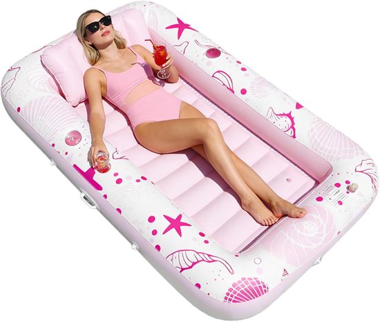 Opblaasbare ligstoel - Drijvend matras vlot - Ontspannen in water - Dubbellaags ventielontwerp - 185 x 115 cm - Roze