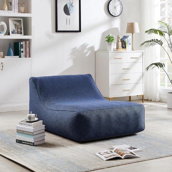 Opblaasbare ligstoel - Luchtbank camping - Ontspannen buiten - Dubbelwandig design - 123 x 110 x 68 cm - Blauw