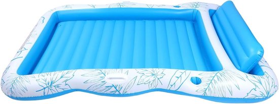 Opblaasbare ligstoel - Zonnebank bed - Ontspannen in water - Inclusief kussen - 2-persoons - Blauw