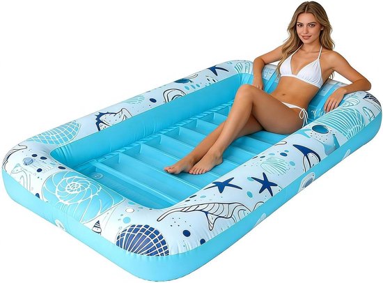Opblaasbare Ligstoel - Zwemband Lounger - Ontspannen bij water - Ruim voor twee personen - 185x115cm - Blauw