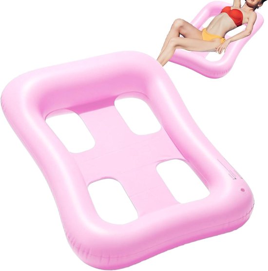 Opblaasbare ligstoel - Zwemlounge drijver - Ontspannen op water - Ademend mesh ontwerp - 90 x 120 cm - Roze