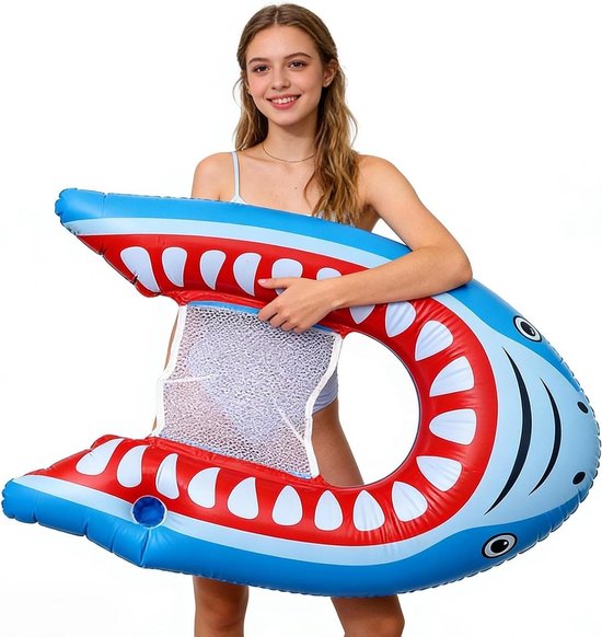 Opblaasbare Lounge Stoel - Zwembad Lounger - Ontspannen op Water - Met Bekerhouder - Verwijzen naar beschrijving - Blauw