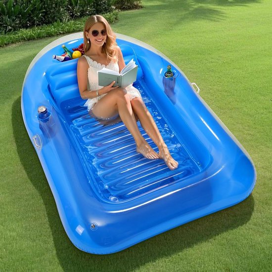 Opblaasbare Lounge - Water Luchtbed - Ontspannen Zomer - Met IJsemmer - 200x125 cm - Blauw