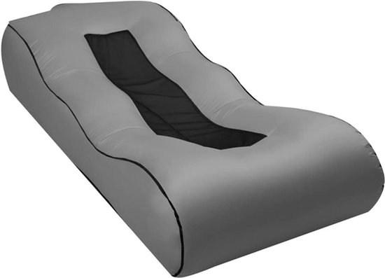 Opblaasbare Lounger - Luchtbank Strand - Ontspannen Buiten - Geen Pomp Nodig - L 190cm - Grijs