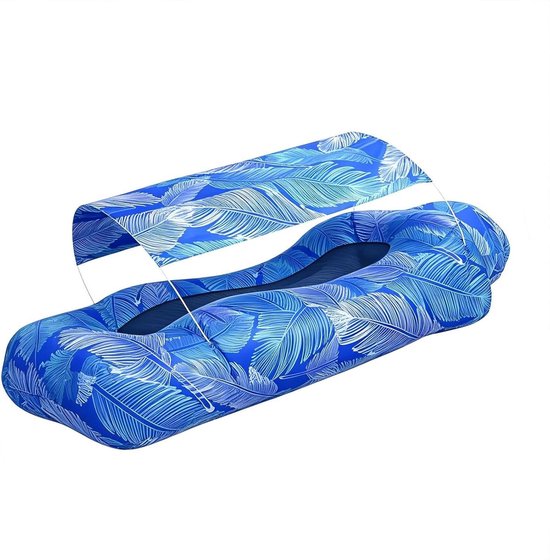 Opblaasbare Lounger - Luchtbank Zonnescherm - Buiten Ontspannen - Geïntegreerd UV-scherm - 190x75cm - Blauw