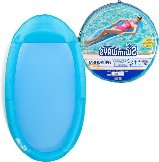 Opblaasbare Lounger - Luchtbed Zwembad - Ontspannen in Water - Verkoelend Gaas - 173 x 89 cm - Hemelsblauw