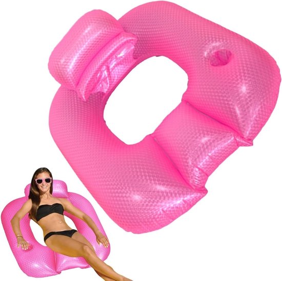 Opblaasbare Lounger - Zwembad Float - Water Relaxatie - Met Armleuning - 90x80x40cm - Roze
