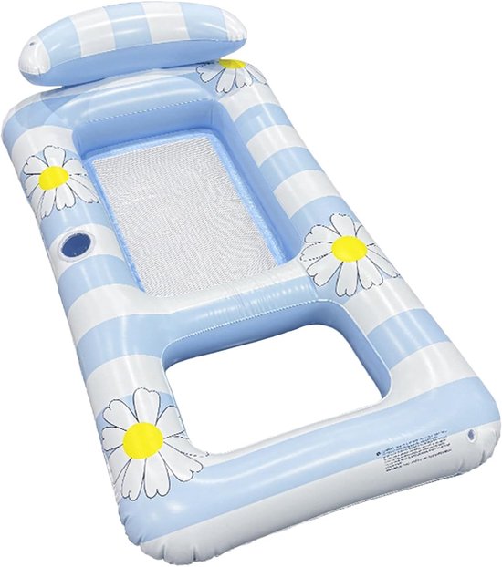 Opblaasbare Loungestoel - Drijvende Bank - Waterontspanning - Stevig Lekvrij - 154x82cm - Blauw