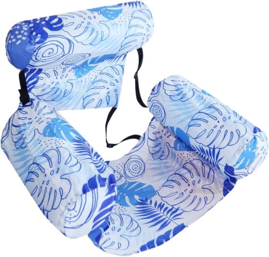 Opblaasbare Loungestoel - Drijvende Stoel - Water Ontspanning - Verstelbare Rugleuning - 76x40x61 cm - Lichtblauw