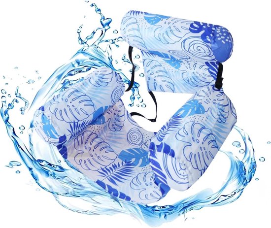 Opblaasbare Loungestoel - Drijvende Stoel - Water Ontspanning - Verstelbare Rugsteun - 76x40x61 cm - Lichtblauw