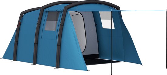 Opblaasbare Luchttent voor 6 Personen – Snelle Opbouw in 5-10 Min, 3 TPU-Luchtbalken, Waterdicht & UV-Bescherming, 440x280x195 cm, Inclusief Pomp & Draagtas