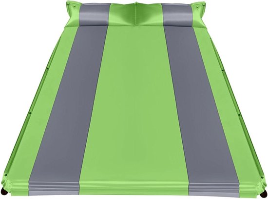 Opblaasbare Matras - Slaapmat Luchtbed - Kamperen Outdoor - Verdikt Zelfopblaasbaar - 185 x 132 cm - Groen Grijs