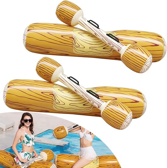Opblaasbare Matras - Waterhangmat Zwem - Ontspannen in water - 2-delige set - 200 kg capaciteit - Bruin