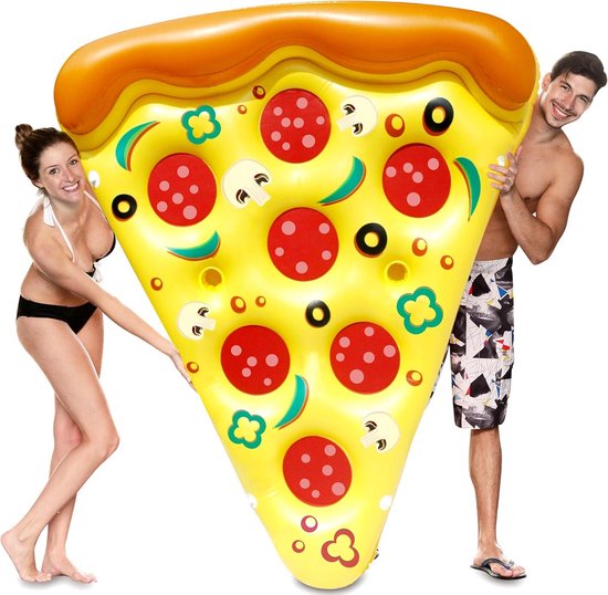 Opblaasbare Pizza - Zwembad Vlot - Zomerse Ontspanning - Met Bekerhouders - 180 cm - Geel