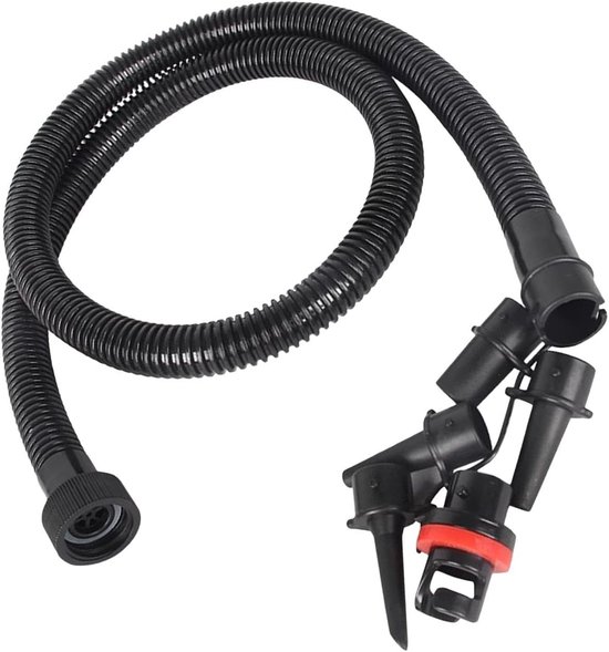 Opblaasbare Pomp Adapter - Luchtpomp Mondstuk - Watersport Accessoires - Draaibare Schroefbevestiging - 120 cm Lengte - Zwart