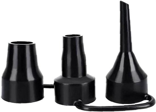 Opblaasbare Pomp Mondstukken - Luchtbed Adapter - Snelle Inflatie - Universeel Ontwerp - 3 Stuks - Zwart