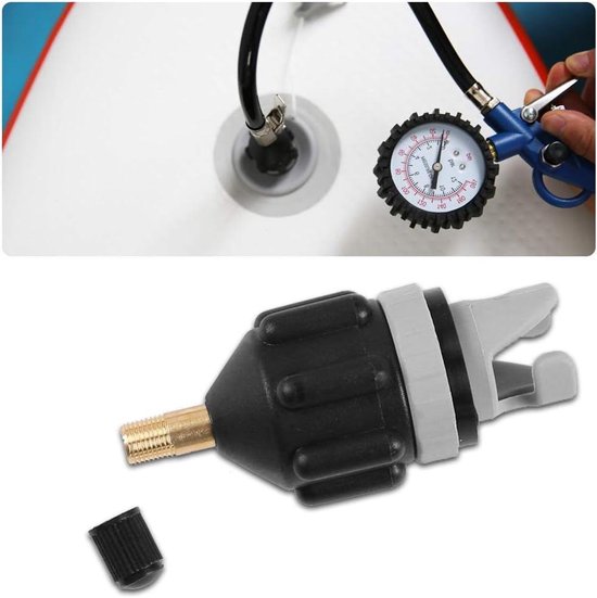 Opblaasbare Pompadapter - Kayak Accessoire - Snel Opblazen - Koper Rubber Materiaal - 7.8 x 3.4 cm - Zwart van Merkloos