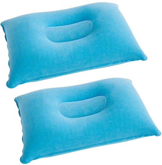 - Opblaasbare Reis Kussens 34 x 22 cm - ultra-licht en compact - Ideaal voor kamperen en strand - Verstelbaar en comfortabel - Voor Onderst